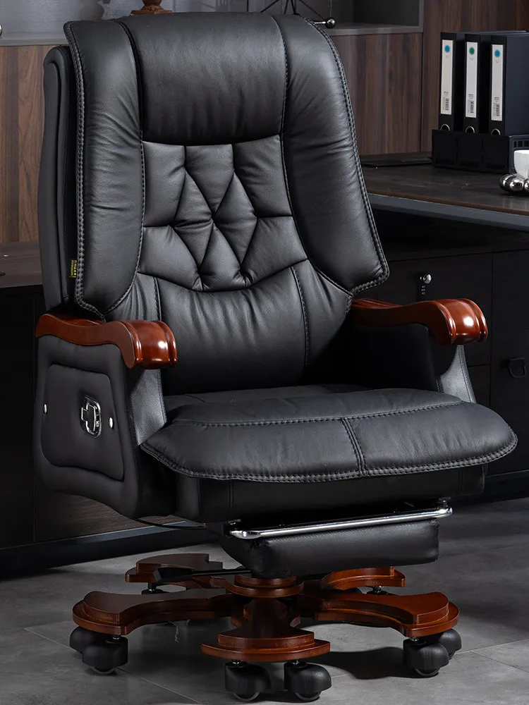 

Leather boss chair office reclining massage chair business computer home comfortable office chair