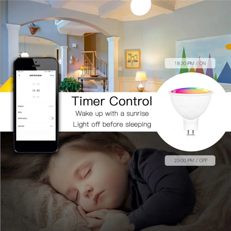 Fresh TUYA WIFI Smart Bulb MR16/GU5.3 Spotlight Cabinet Light 12V RGBCW Bulb Dimmable LED Lamp Home Voice Control Spotlight