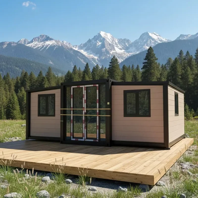 Expandable Double‑wing Folding Container House, Modern‑style Waterproof and Hurricane‑proof Structure for Hotel Bedroom