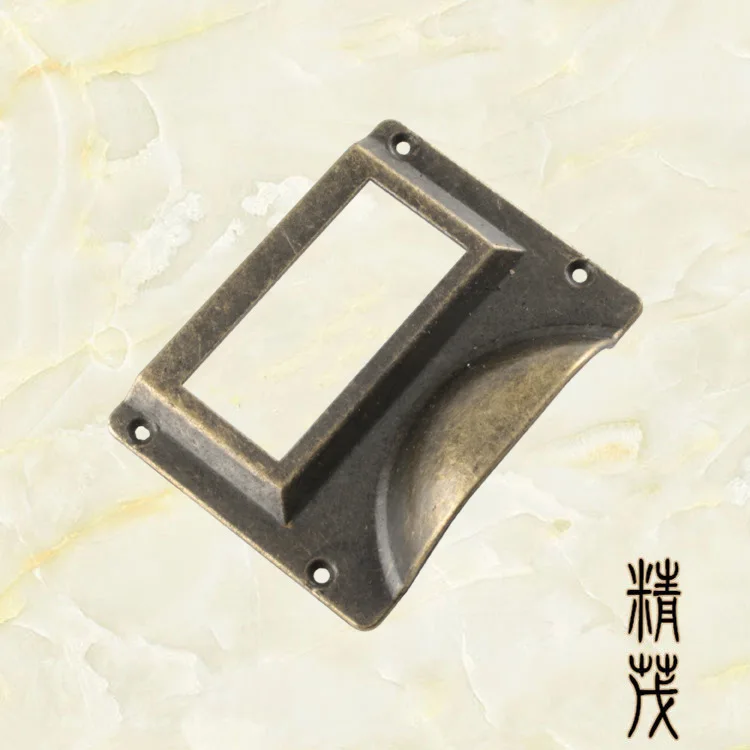 Ears, thick, antique square, bronze, old-fashioned grocery box, cabinet drawer, loose-leaf label handle.