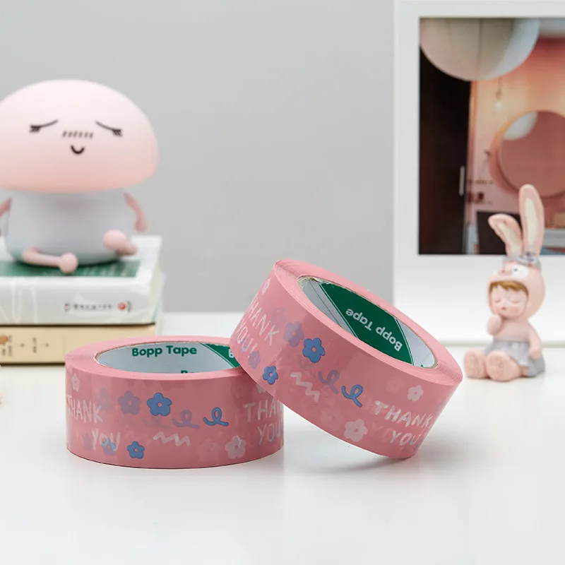 4.5CM 100M Letter Print Cartoon Cute Pink Adhesive Tape High Strength High Viscosity DIY Gift Packing Tape Home Decoration Tape