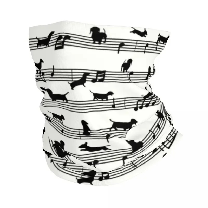 Music Notes Dachshund Dog Winter Neck Warmer Men Windproof Wrap Face Scarf for Ski Animal Gaiter Headband