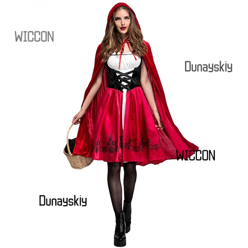 Cape rouge cosplay d'halloween, costume de demoiselle d'honneur Lolita, festival de bière sexy, costume de fête de spectacle sur scène de noël