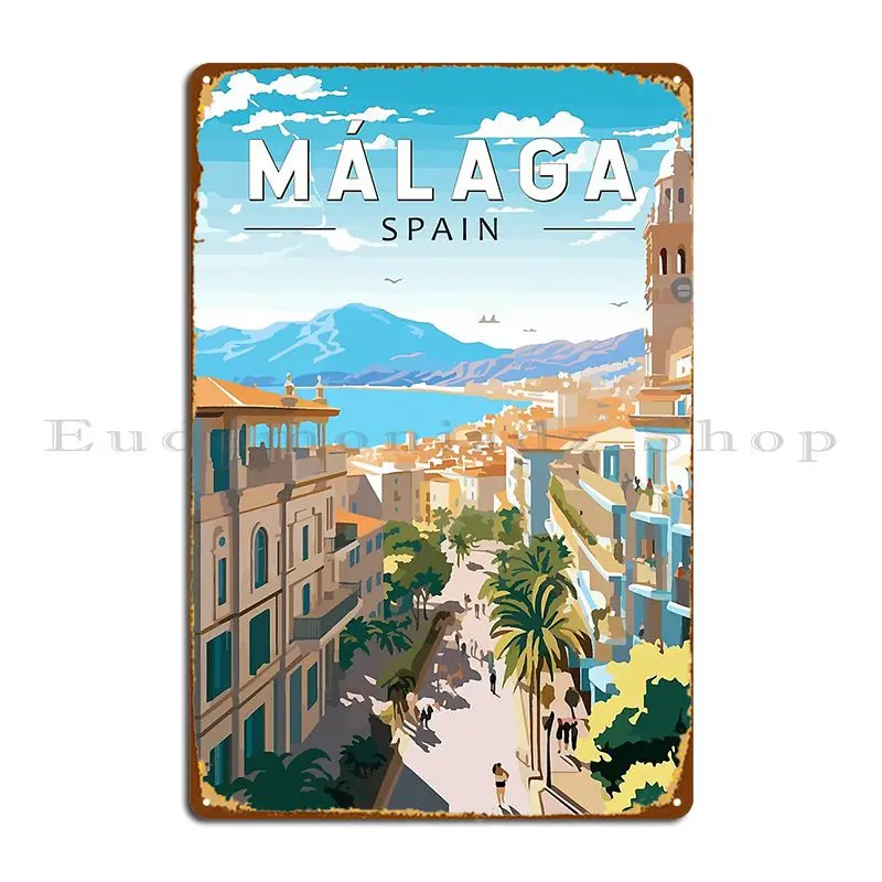 Malaga Spain Travel Art Vintage Metal Plaque Poster Retro Plaques Party Vintage Designer Tin Sign Poster