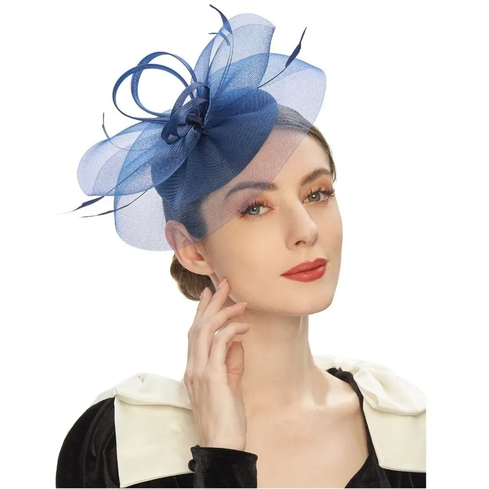 Chapeau Fascinator Vintage en Plumes et Résille, Voile Exquis et Doux, Coiffe Élégante, Serre-tête, Coiffe de Fête