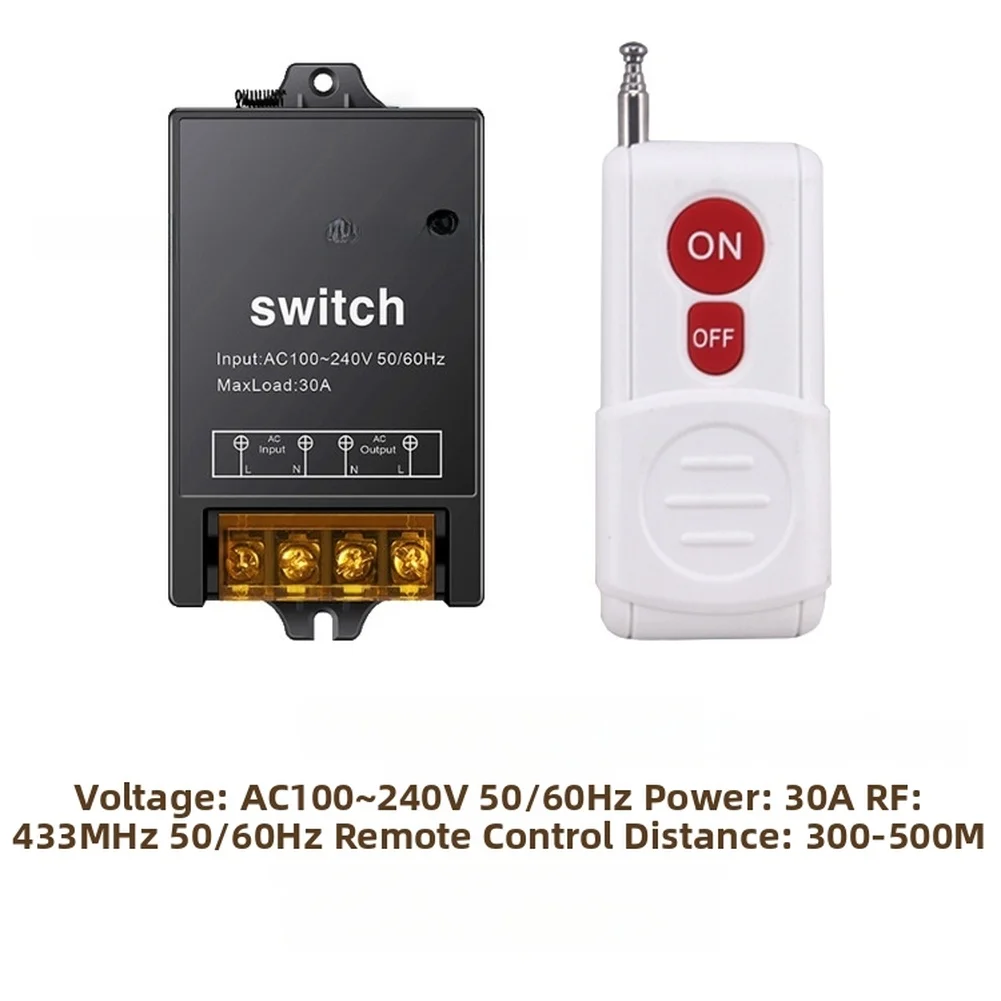 1set 30A Remote Control Switch Single Channel AC 100 240V 500M Wireless RF 433MHz For Electric Lights Water Pumps Motors