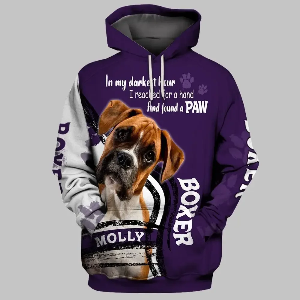 Boxer/Bulldog/Labrador Custom Name 3D Printed Hoodies Women For Men Pullovers Street Tracksuit Love Dog Gift