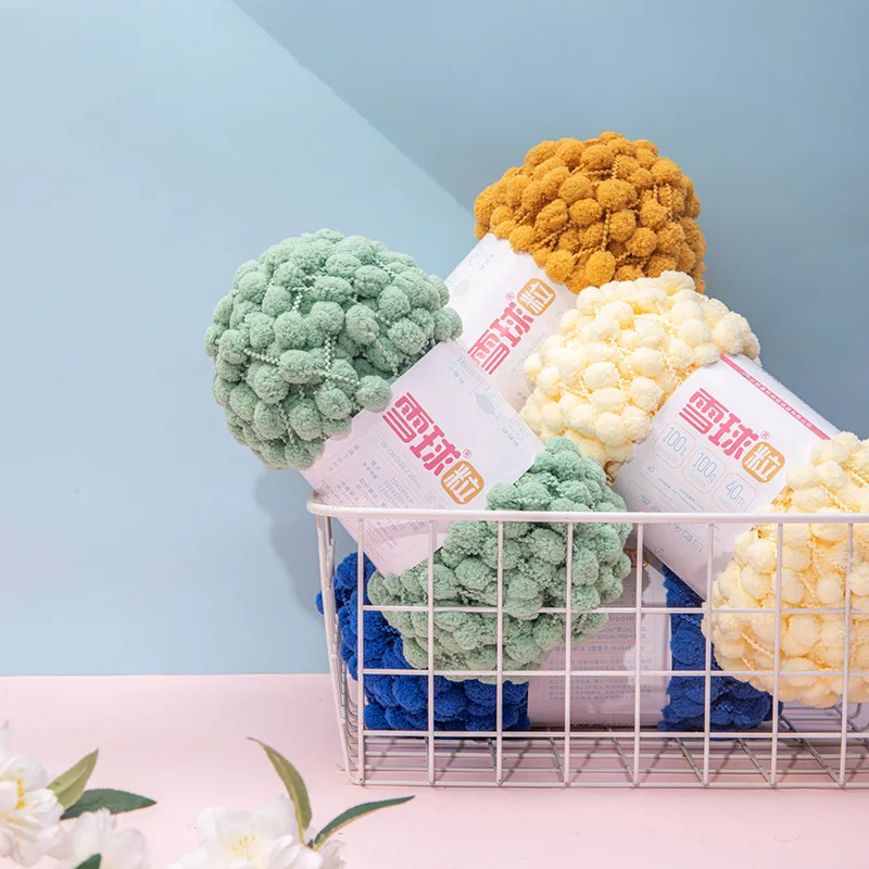 100G Sneeuwbal Garen Klein Bal Garen Gevlochten Kussen Vloer Kussen Diy Hand Gehaakt Materiaal Pakket