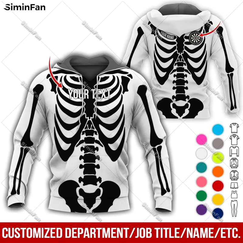 

Custom Name Skeleton Darts Colorful Mens Hoodie 3D Printed Male Pullover Coat Jacket Unisex Long Sleeve Shirt Outwear Female Top