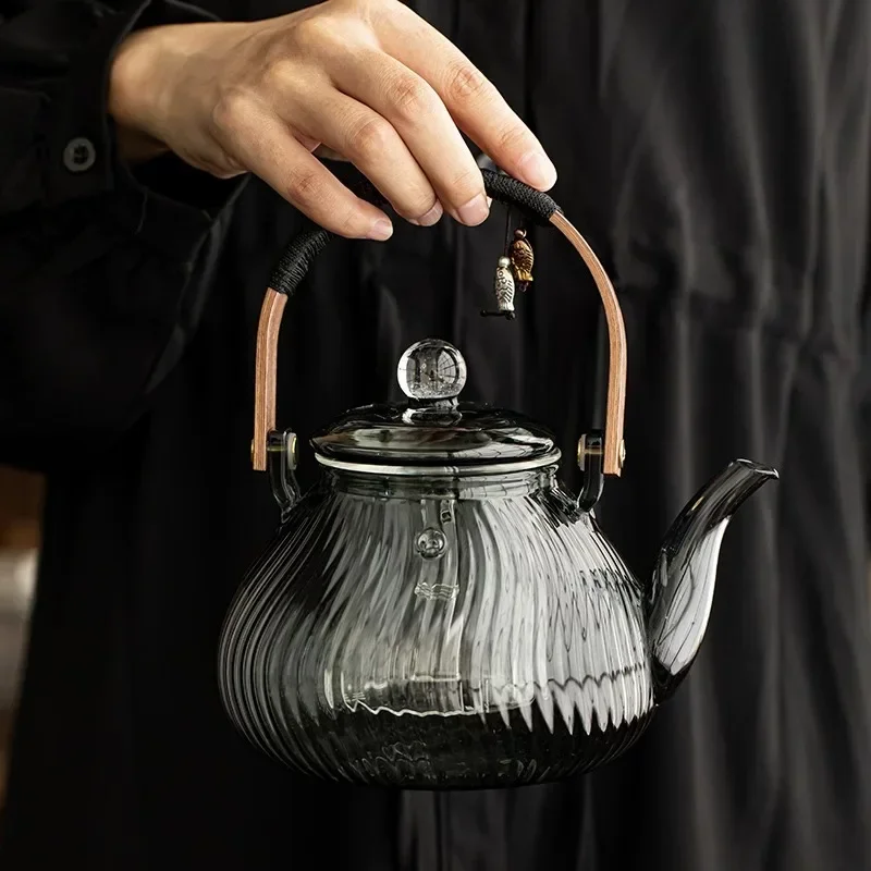 700ml Starry Sky Lid Gray Glass Teapot with Infuser Heat Resistant Boling Flower Tea Kettle Tea Pot Brewing Health Tea Utensils