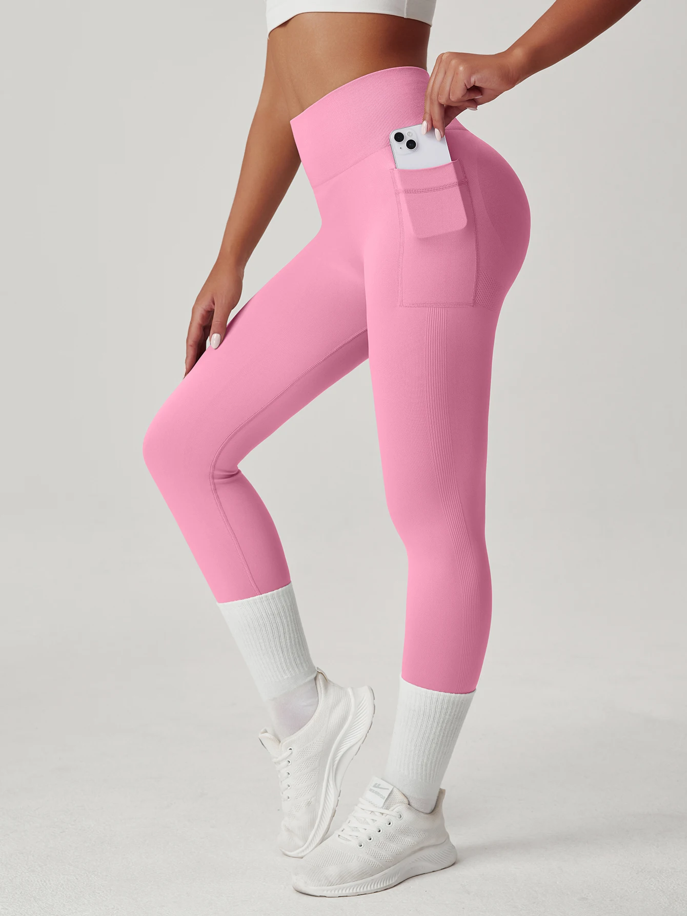 Women's High-Waist Naked Sensation Solid Yoga Pants, Butt Lifting Leggings for Running Cycling Gym Workout, Tummy Control Fitnes