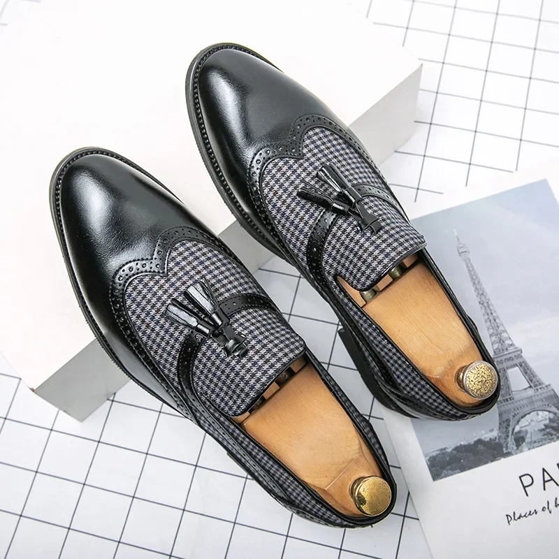 

Tassel Business Loafers for Men Toe Slip-On Brown Driving Shoes Men Dress Shoes Fashion Wedding Moccasins 2025