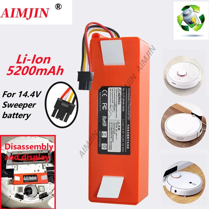 Replacement Li-ion Battery For Robot Vacuum Cleaner, S50 S51 S55 1S, 14.4V5200mAh High Power Rechargeable