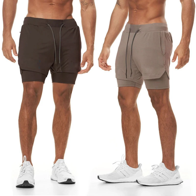 M-5XL  Jogger Shorts Oversized Men 2 In 1 Short Pant Gyms Fitness Built-in Pocket Quick Dry Running Shorts Man Athletic Shorts