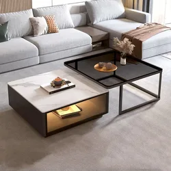 Korea Drawer Coffee Table Vintage Black Premium Square Coffee Tables Living Room Storage Mesas De Centro Para Sala Furniture