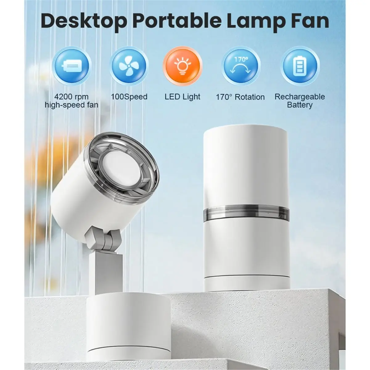 

HGHO 12000mAh Portable Allin-One Fan with Light Handheld Foldable Mini Fan LED Display 100-Speed &3-Light Selection Fan