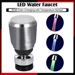 LED Water Faucet Light Water Stream Movable Water Faucet RGB Colors Changing Temperature Control Water Faucet Tap for Kitchen