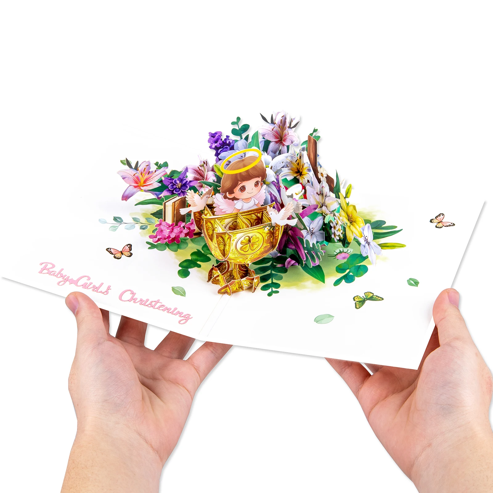 3D-Taufkarte mit Pop-Up-Effekt für Jungen und Mädchen, Taufe, Erstkommunion, religiöse Grußkarte – Detail 3