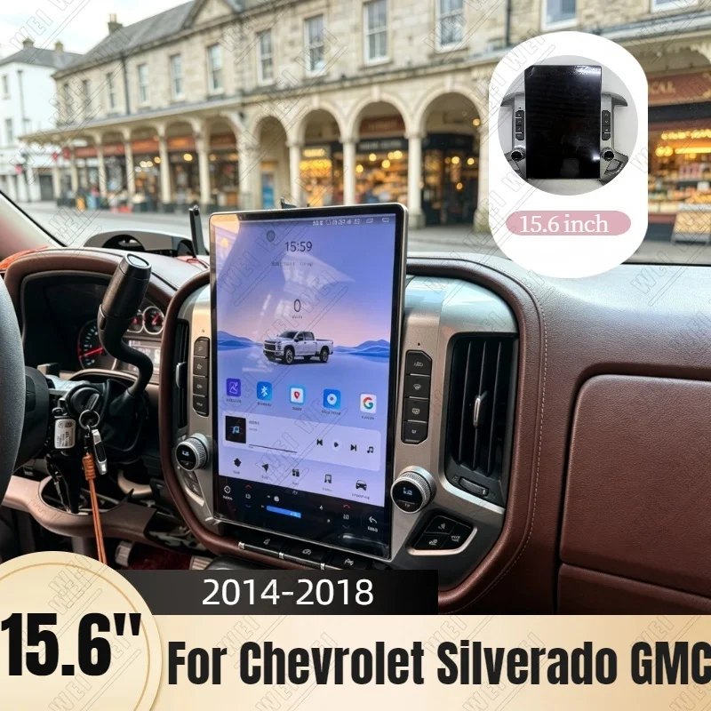 15.6 inch Android 14 For Chevrolet Silverado GMC 2014 2015-2018 CarPlay Touch Screen Car Radio dsp Multimedia Stereo Auto Player