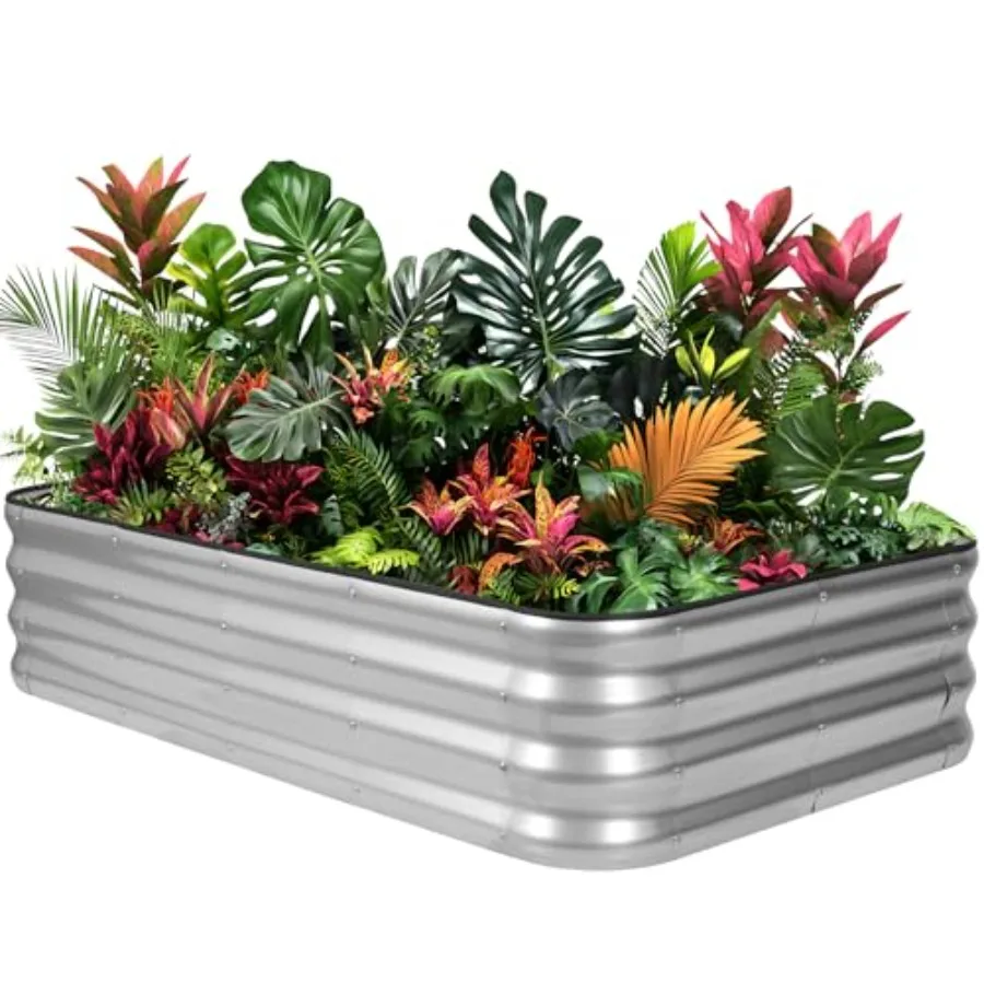 

Raised Garden Bed -5X3X1 Galvanized Planter Box for Outdoor Gardening4 in 1 Modular Raised Bed Kit with Protective Tape Gloves
