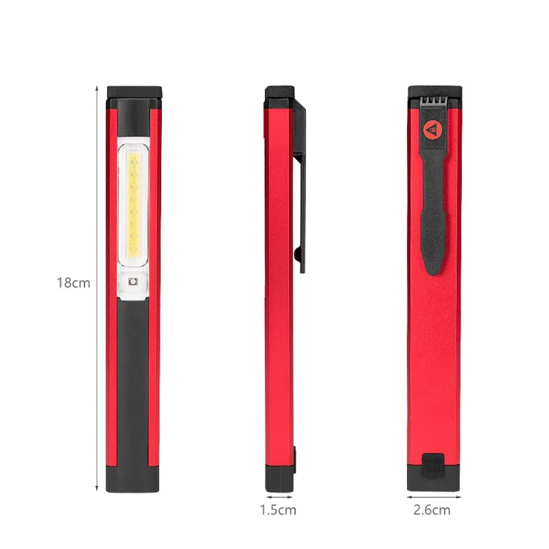 Portable 5 Mode COB LED Flashlight Magnetic Work Lamp USB Rechargeable Inspection Light with Red / White Light for Camping