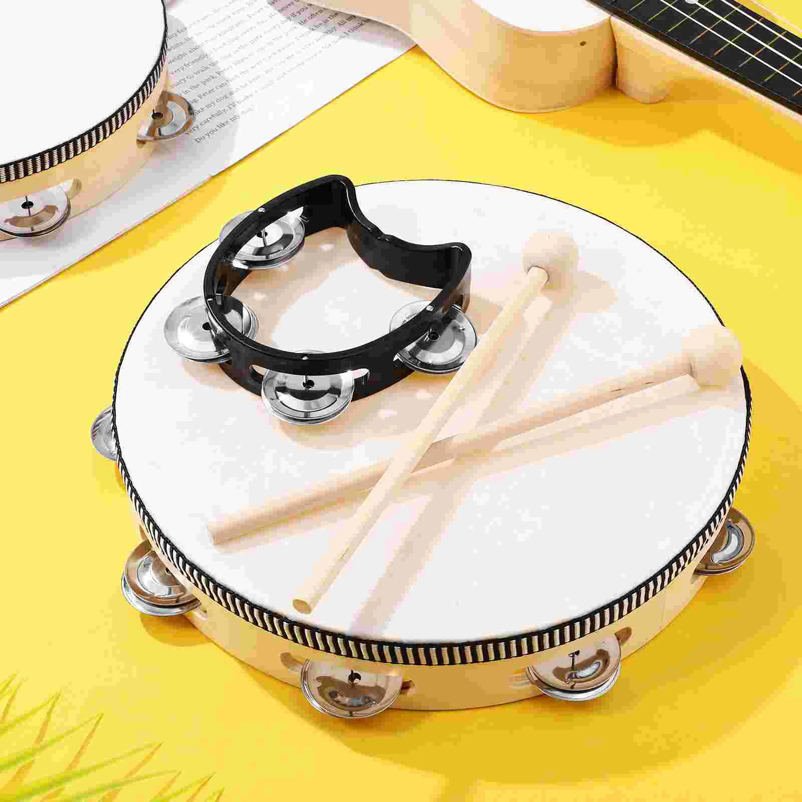 10-inch Transparent Wave Drum + Black Rubber Head Stick Set Frame Kids Musical For Adults Tambourines Percussion