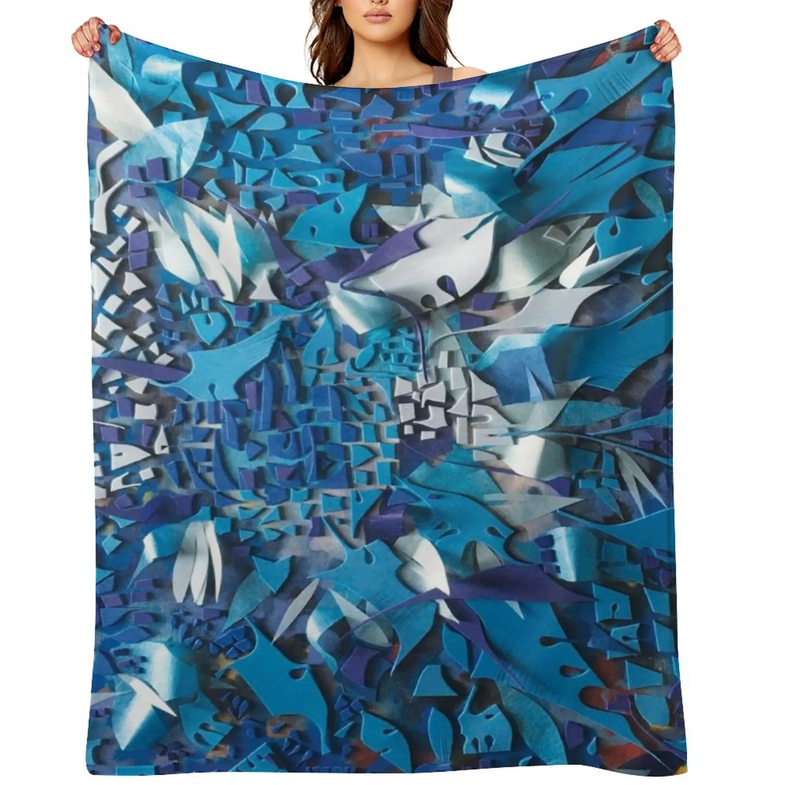 

Frost- Floral Abstract Mosaic Collage Throw Blanket Moving For Decorative Sofa Sofa Throw Large Blankets