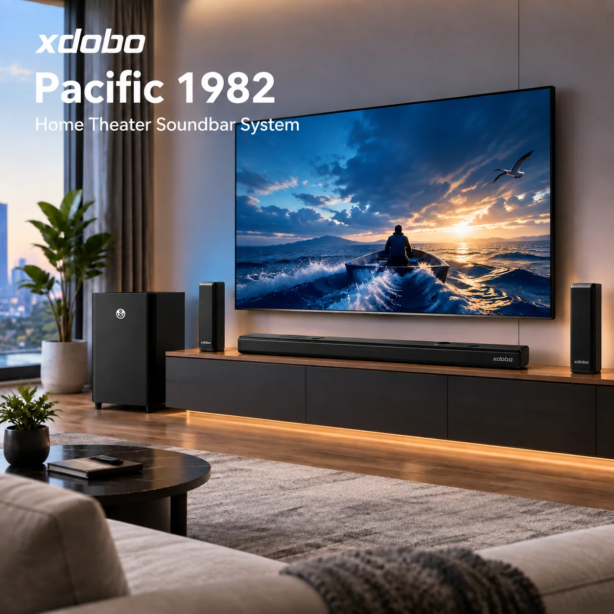 XDOBO Pacific 1982 Hot Selling 7.1.4 CH Factory Price Wireless Sound Bar Home Theater System With Remote Control For TV Computer