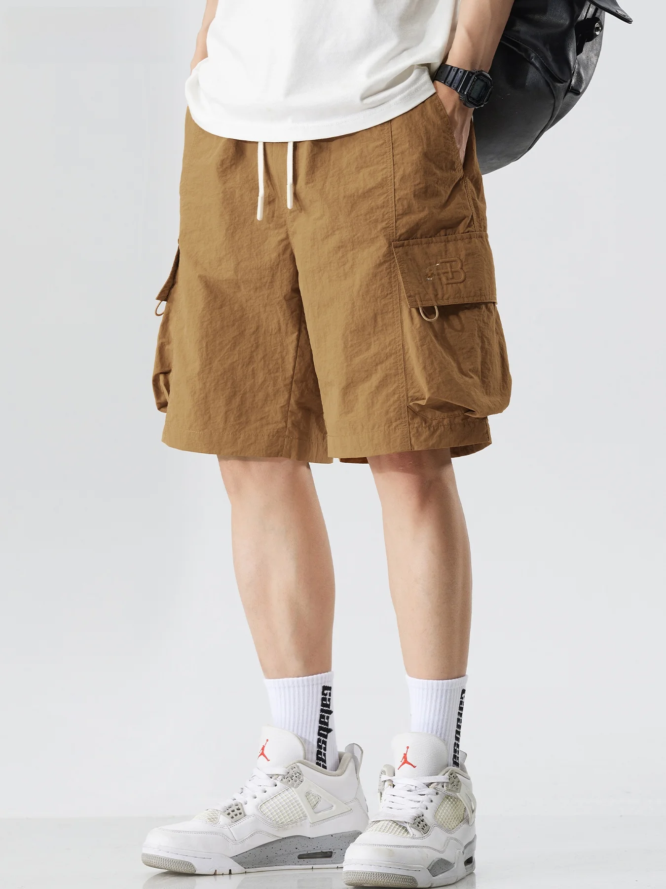 

American Sle Qui Dry Casual orts Men's Summer Loose Fitn Outdoor Big ket Trendy Brand Five-Point Pants