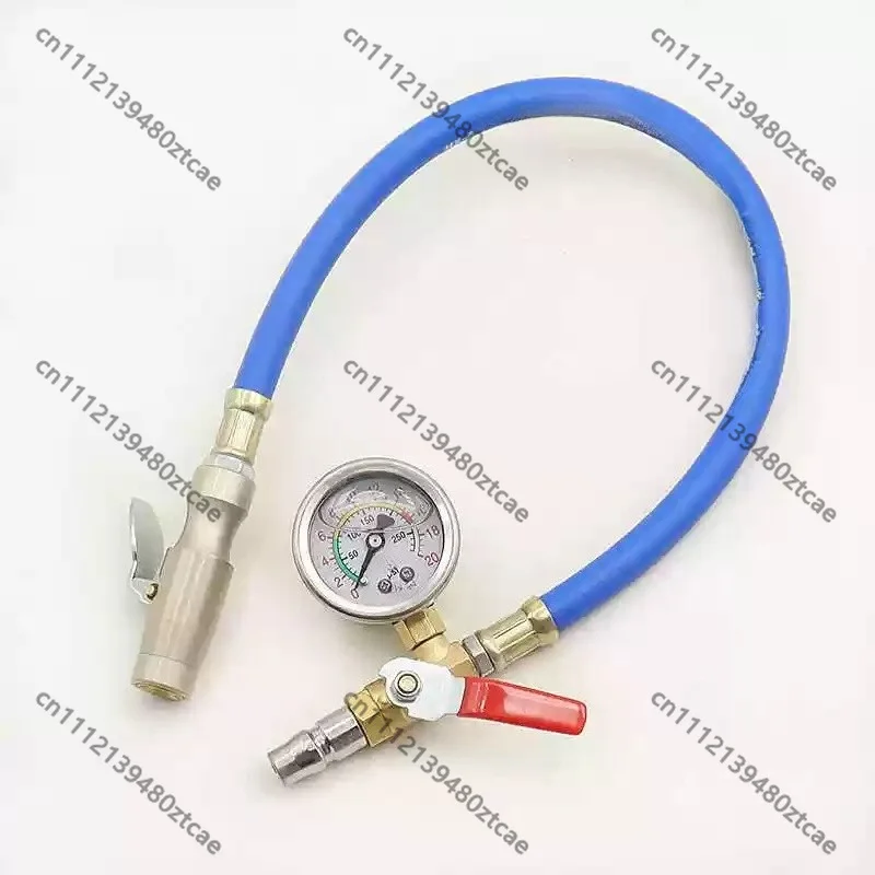 Tire Pressure Gauge With Self-lock Inflation Connector Air Hose Tyre Air Filling Tool Auto Vehicle Maintenance Replacement Parts