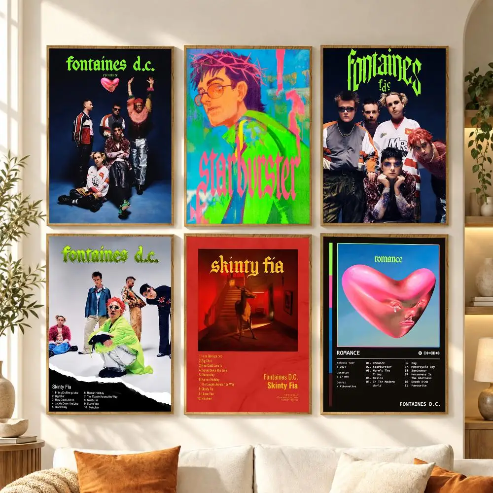 Alternative Rock Band F-Fontaines D.C Poster Premium Modern Waterproof Wall Art Pictures for Bedroom Living Room Bar Decor