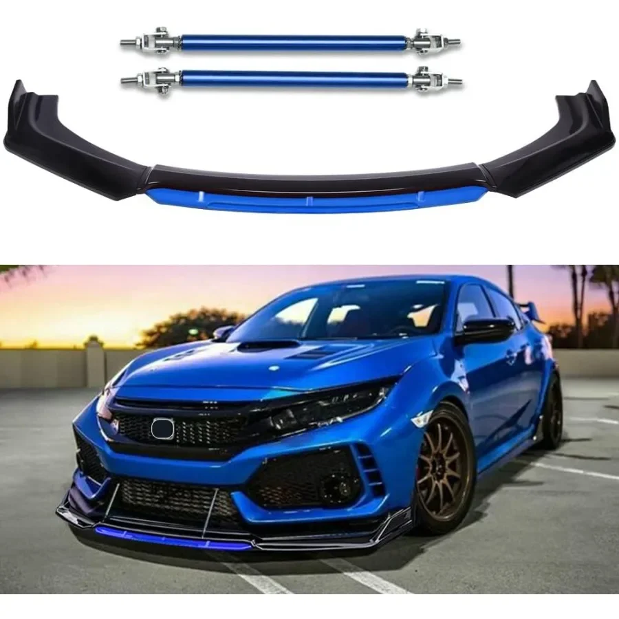 

4 шт. универсальный автомобильный передний бампер, комплект для губ, сплиттер, спойлер, диффузор, протектор с регулируемыми 811-дюймовыми опорными стержнями-сплиттерами