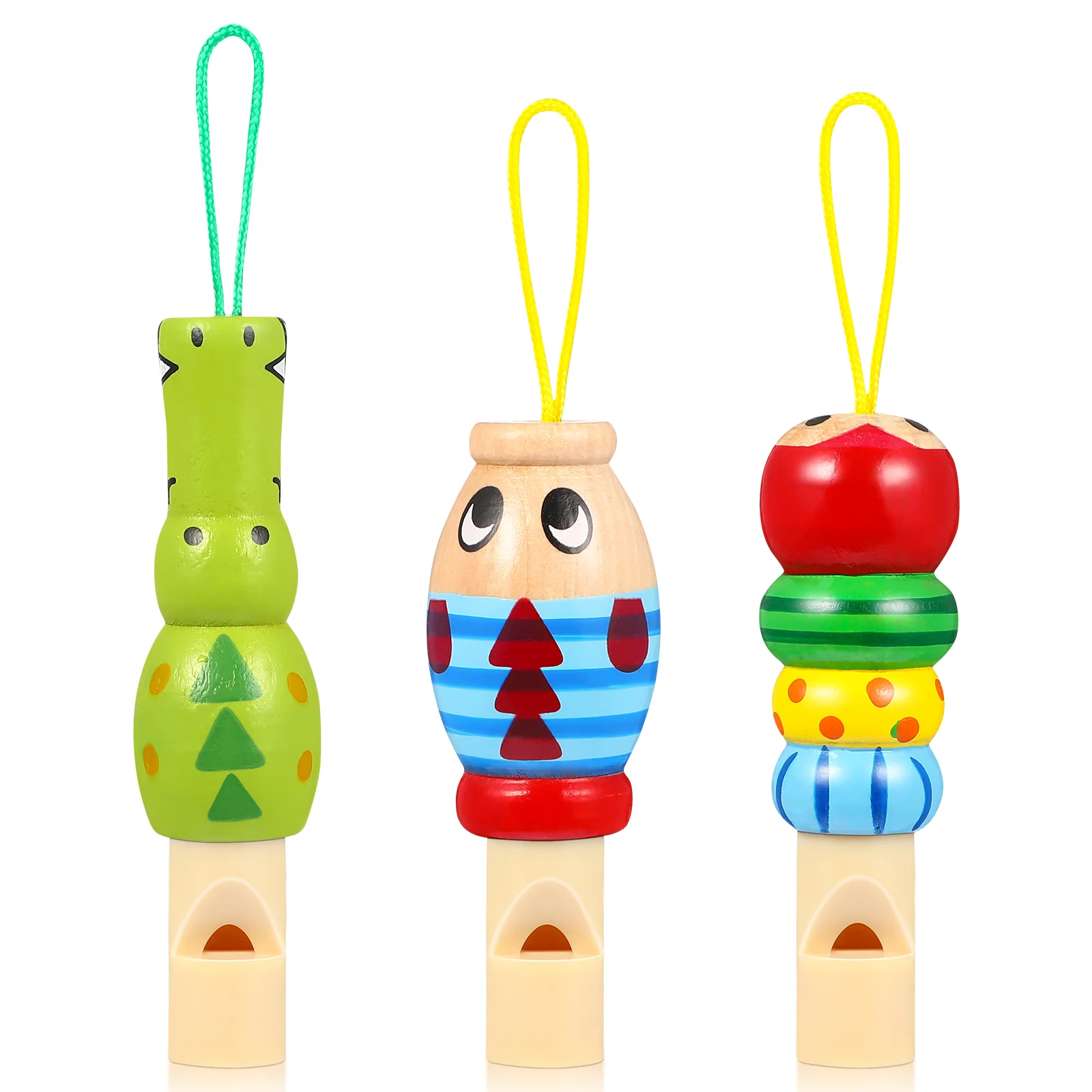 3 Pcs Animal Whistle Toy Loud Sound Cartoon Wooden Gifts Musical Toddler Educational Kids Whistle Toys Smooth Burr Free Premium