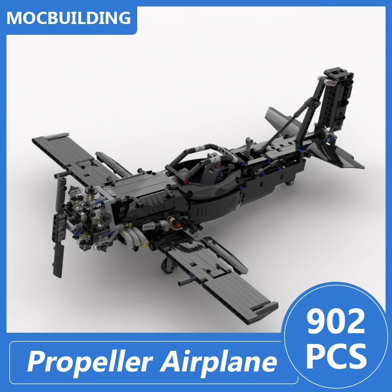 Propeller Airplane Model Moc Building Blocks Diy Assemble Bricks Aircraft Educational Creative Toys Collection Gifts 902PCS