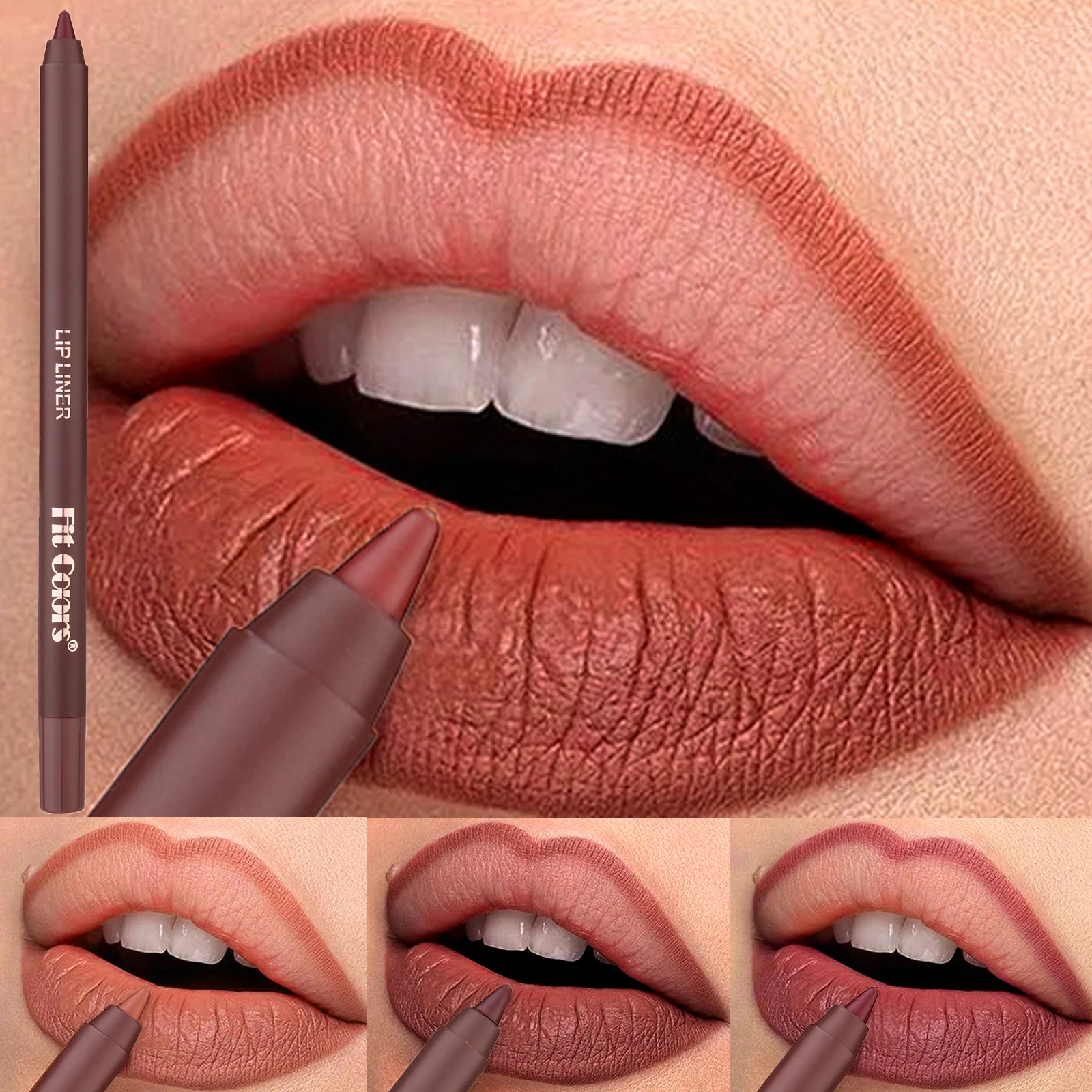 1 Pieza Delineador de Labios Marrón Oscuro Mate, Lápiz Delineador de Labios Negro de Larga Duración a Prueba de Agua, 6 Colores, Maquillaje de Labios, Cosméticos de Belleza