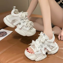 Women's White Chunky Sports Sandals Hollow Out Platform Wedge Sandals for Women Summer 2023 Fashion Thick Bottom Sandalias Mujer