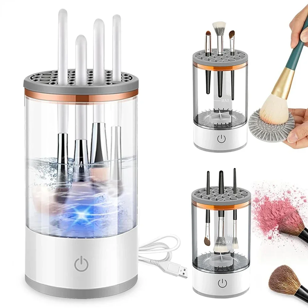 

USB Electric Makeup Brush Cleaner Portable 3 In 1 Makeup Brushes Drying Rack Lazy Cleaning Brush Washer Quick Dry Tool New