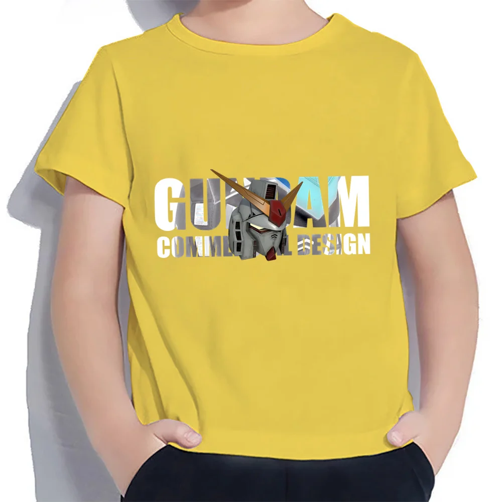 T Shirt pakaian anak-anak Anime Gundam atasan anak laki-laki Fashion High Street santai gaya Harajuku anak laki-laki pakaian 2024 100-160 diskon besar musim panas