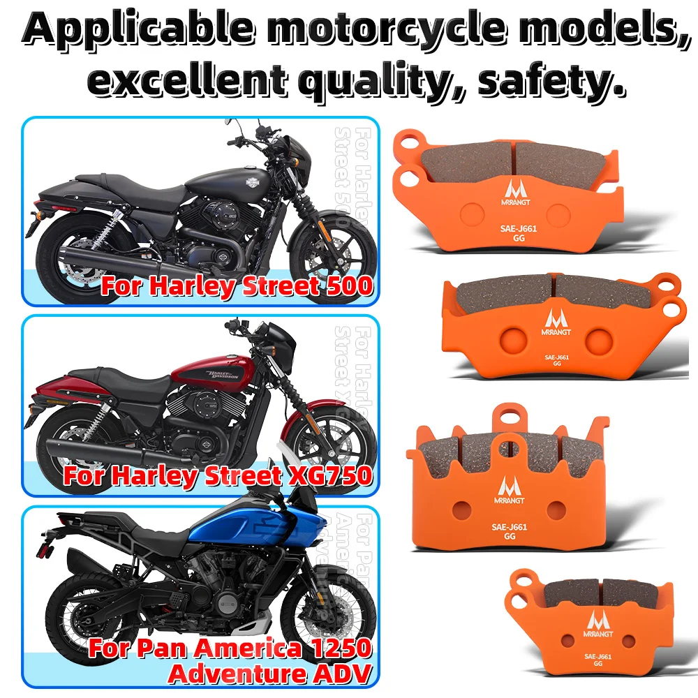 MRRANGT Motorcycle Ceramic Brake Pads for Harley Street 500 750 XG500 XG750 Pan America 1250 Low Noise Less Dust