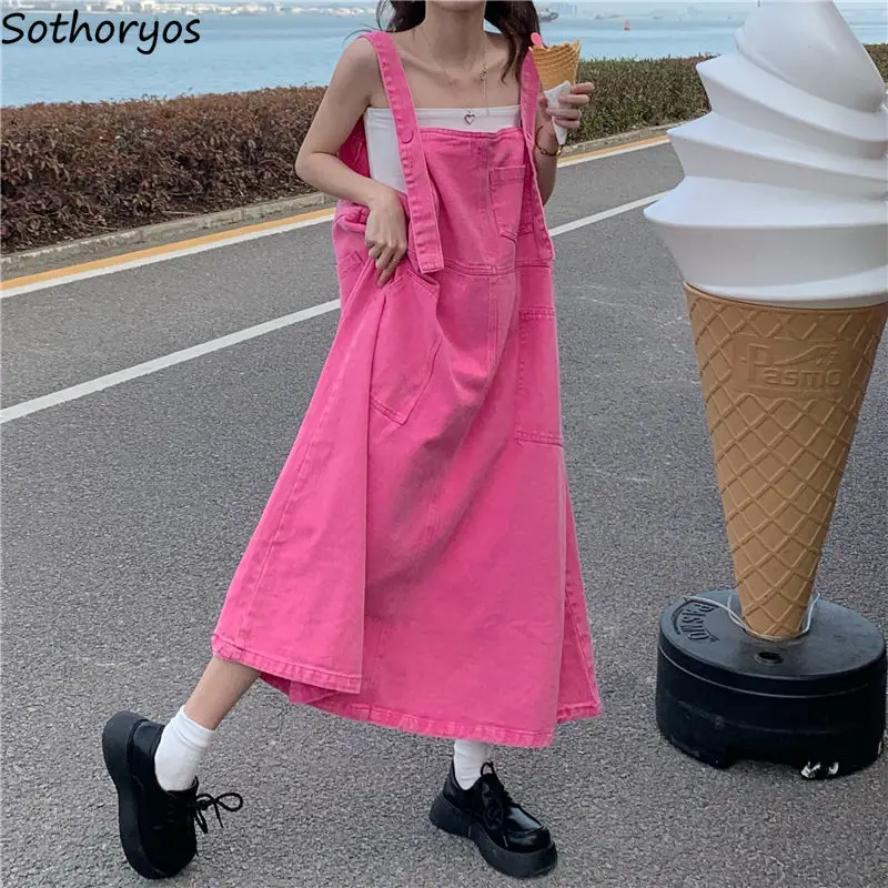 Robes en jean femmes sans manches Simple tout-match pur Style coréen étudiants décontracté quotidien Streetwear rétro été ample populaire