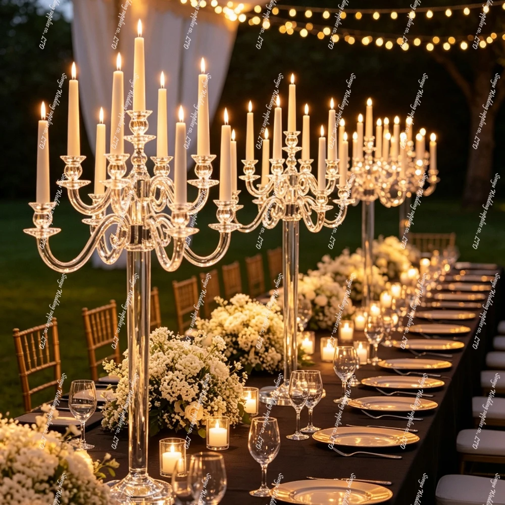 5pcs/10pcs  85-120cm Acrylic not Crystal Trumpet Vase Stand Slim Waist Flower Centerpiece for Wedding Events