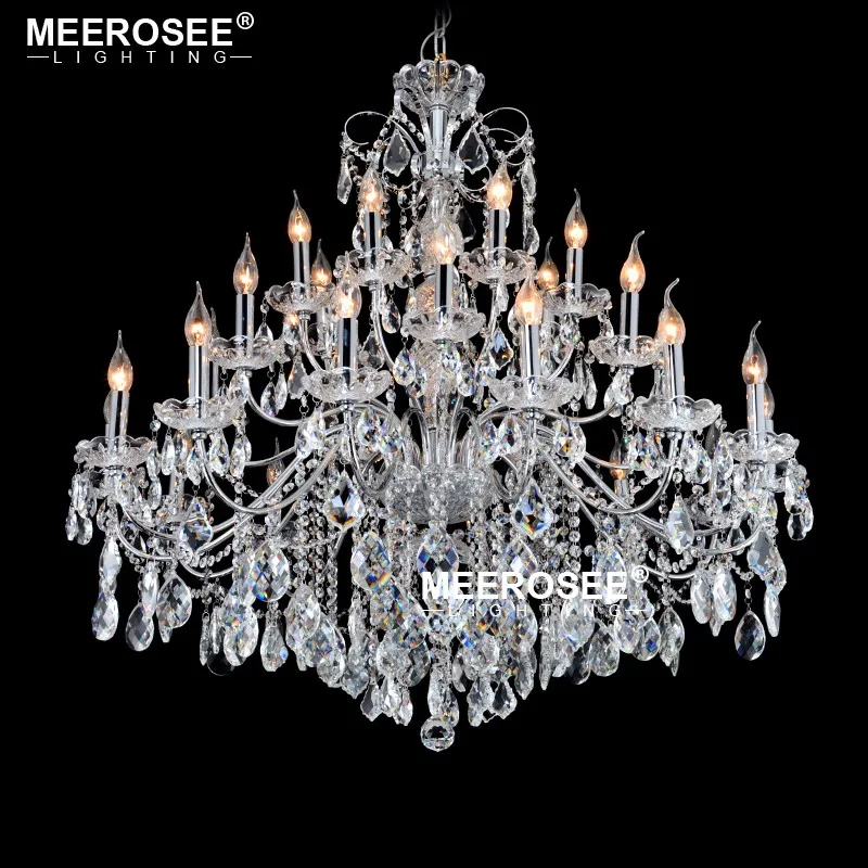 

Meerosee Modern Crystal Chandelier Light Chrome Pendant Home Lighting for Living Room Bedroom Lustres Fixtures Dining Room