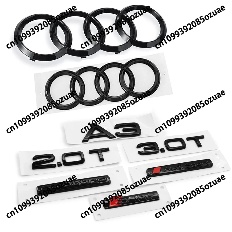 ABS Car Styling Logo Hood Front Bonnet Grill Rear Trunk Emblem Sticker A3 Quarrto Emblem Accessories For A3 2010-2020 4Ring Logo