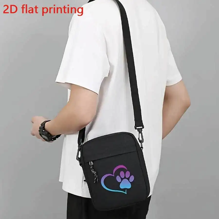 Fun Dog Paw & Heart Print Men Women Shoulder Crossbody Bag Fashion Animal Lover Gifts Zipper Messenger Bag Outdoor Shoulder Bag