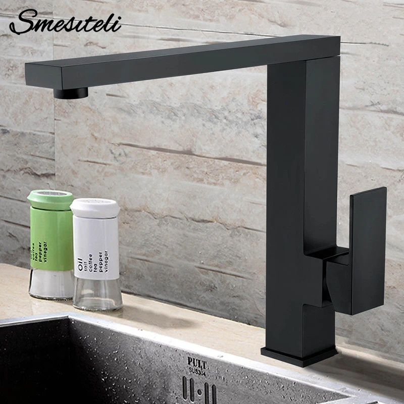 

Смеситель для раковины Smesiteli, латунный матовый черный кран с поворотным носиком, одна ручка, 5 лет гарантии