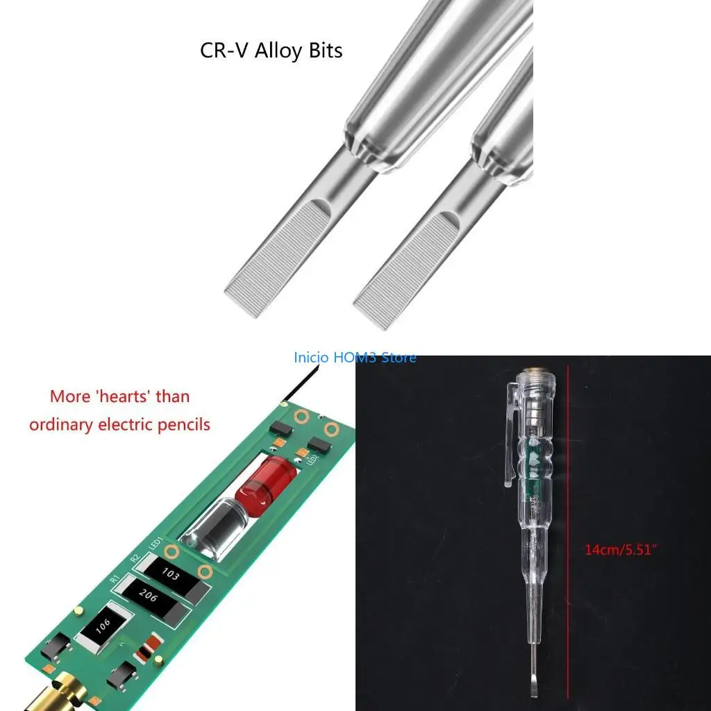 

A5YD Portable Test Pen Tester Pencil Non-Contact Electrical Detector Pen Flat Screwdriver for Hosuehold Home