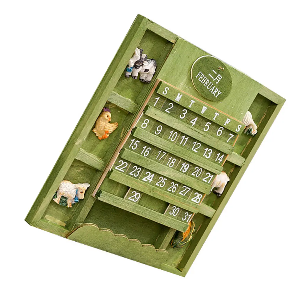 

Wooden Perpetual Calendar Wall Decoration Decorative Animal Zodiac Calendars Chinese Ornament Christmas Adornment Decorations