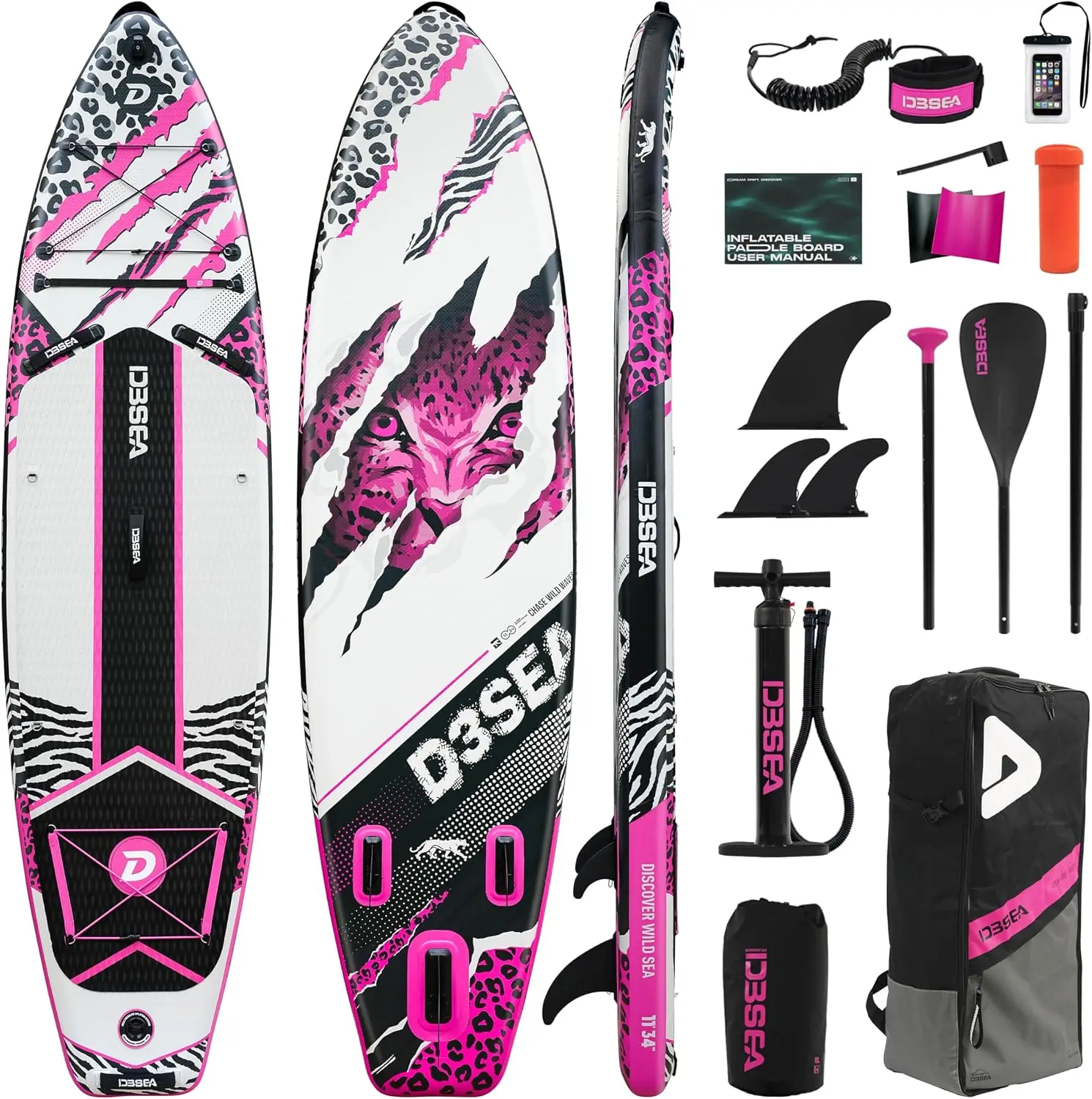 Extra Wide Inflatable Stand Up Paddle Board | Extra wide inflatable paddle board with non-slip EVA deck & accessories. Ideal