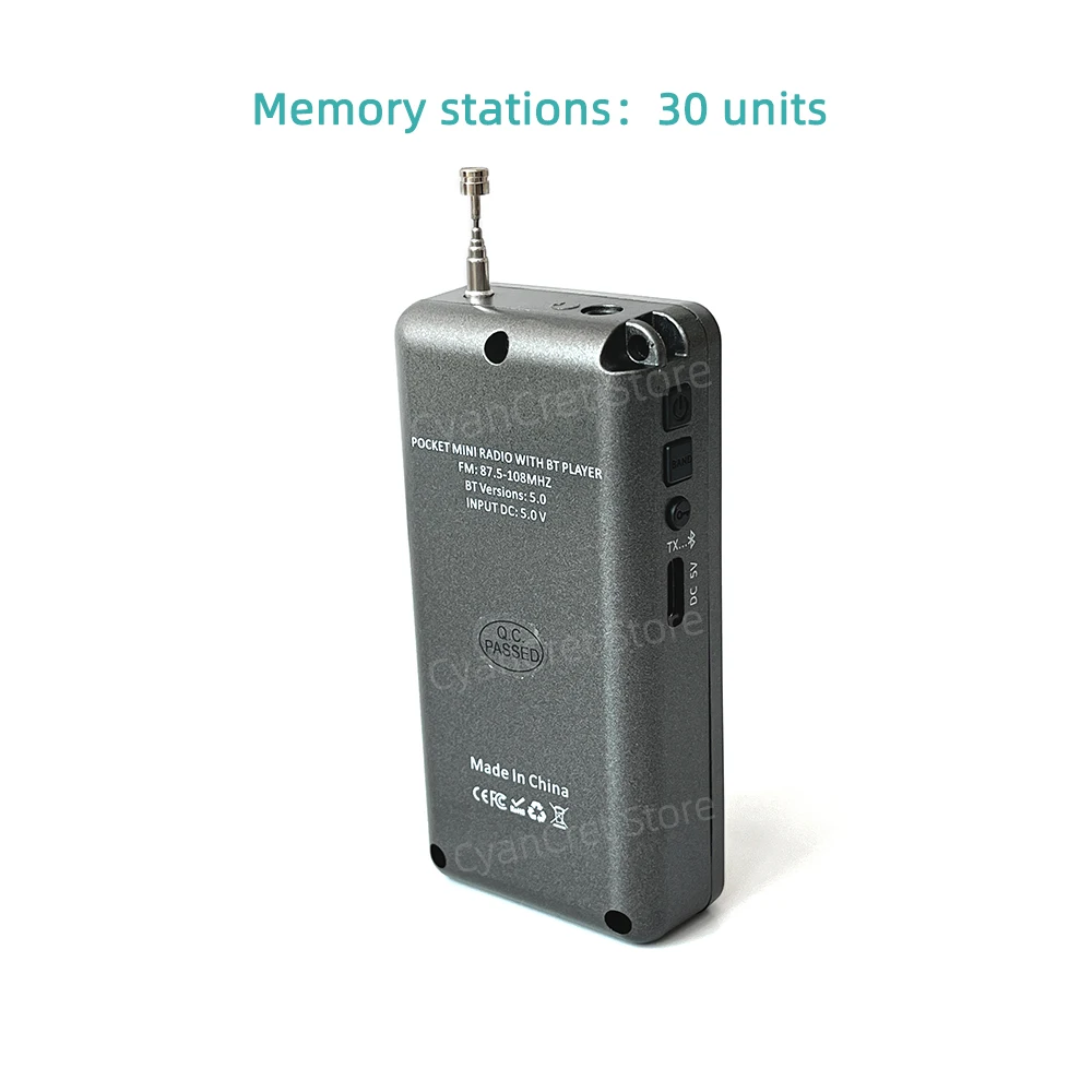 Portable FM Radio Mini Pocket Receiver Stereo LCD Screen High Sensitivity Support Bluetooth Earphones with Loudspeaker Antenna