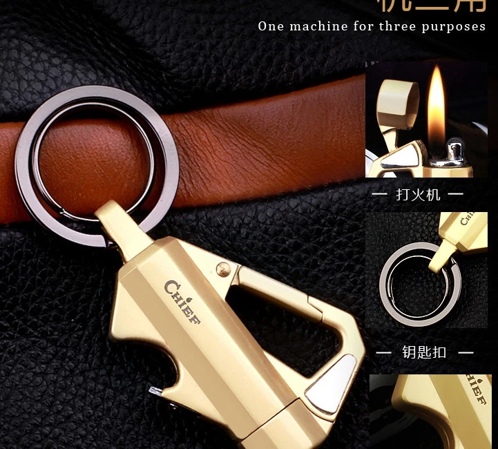 High-qualit Three-in-one Multi-functional  Lighter Creative Outdoor Portable Bottle Opener Pendant Gift Cigarette Accessory
